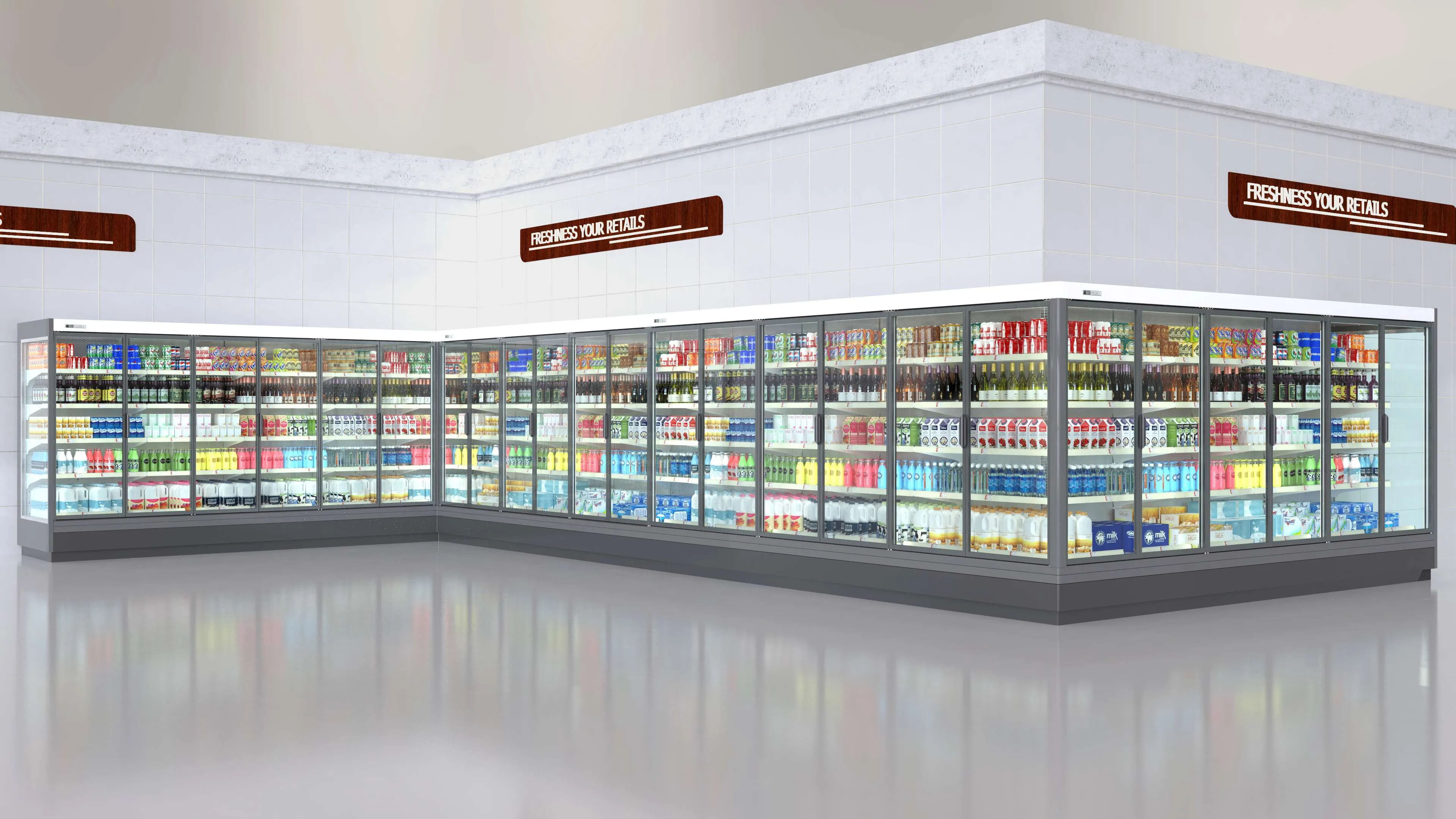 AOCHI refrigeration installed in a supermarket